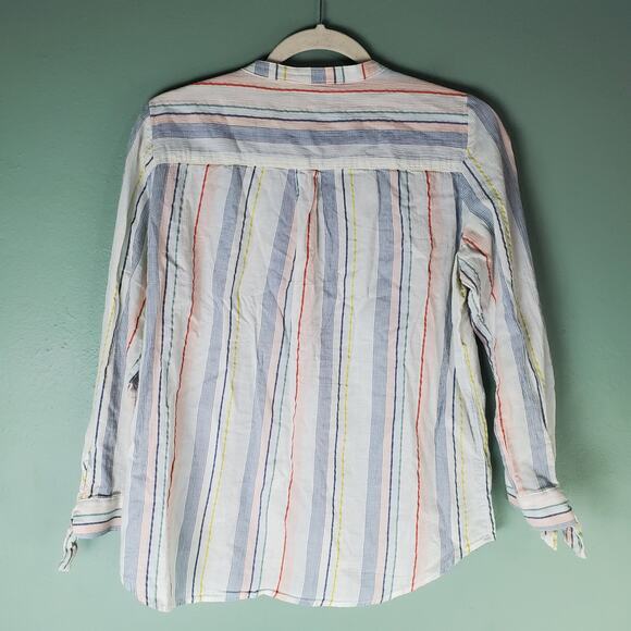 J.Crew Mercantile Womens Striped Tie Sleeve Button Up Shirt Size Small - Picture 2 of 6